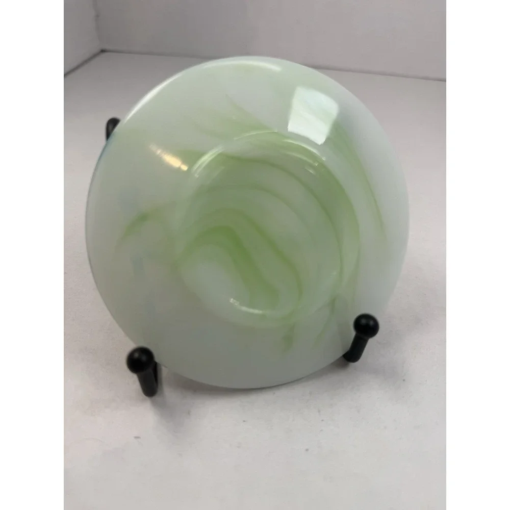 Akro Agate Green White Slag Childs Miniature Tea Set 4 1/4